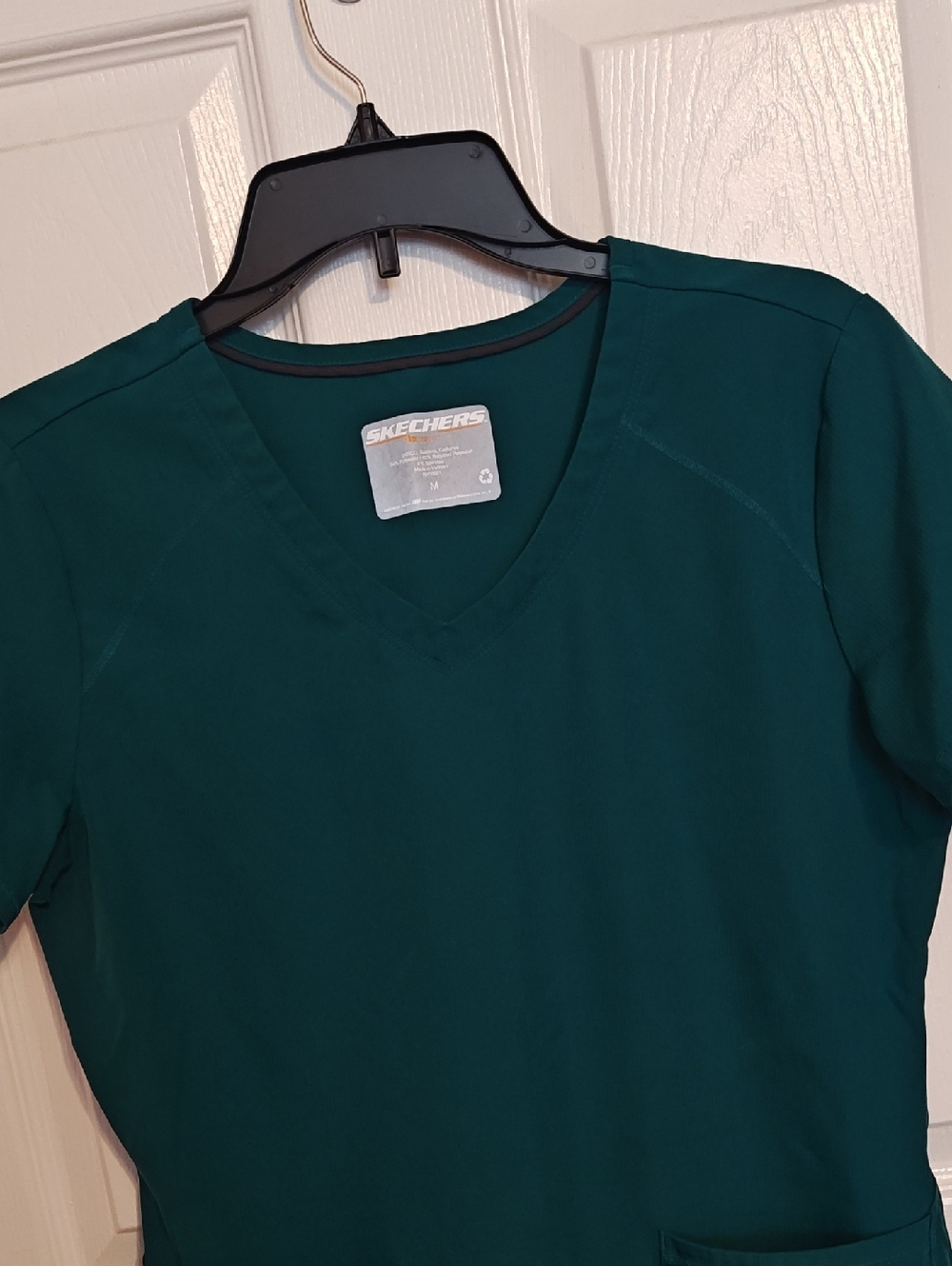 Skechers Women's V-Neck Scrub Top in Teal Green